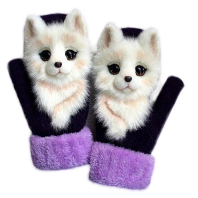 3D Fluffy Animal Decor Gloves